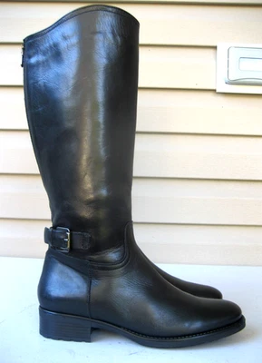 Botas hasta la rodilla Coach and Four de cuero negro para mujer 8,5 doble cremallera expandible Foto 1 de 4