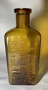 Antique Dr. Gorham’s Gray Hair Restorer Honey Amber 6 Oz Bottle- Boston Mass - Picture 1 of 14
