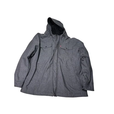 Levi Strauss Mens Gray Sherpa Lined Hooded Winter Parka Jacket 4XL - Image 1 of 4
