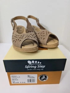 Women's Spring Step Beige Orella Wedge Sandal Size 36 (5.5-6) New - Picture 1 of 7