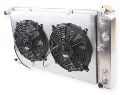 4 Row Aluminum Radiator Fan Combo For 1966-77 Oldsmobile Cutlass Supreme Cruiser Foto 1 de 4