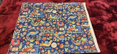 "Stitchy Birds" by Teresa Kogut for Riley Blake 1 Yard, Navy Blue, 100% Cotton - Image 1 of 4