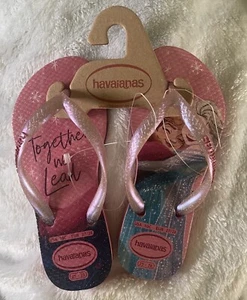 Havaianas Children's Slim Flip Flops Princess Pink Flux New With Tags-10 - Picture 1 of 5