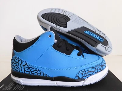Nike Air Jordan 3 Retro (Td) Polvo Azul-Blanco-Negro-Gris Talla 8.5c [832033-406] Foto 1 de 4