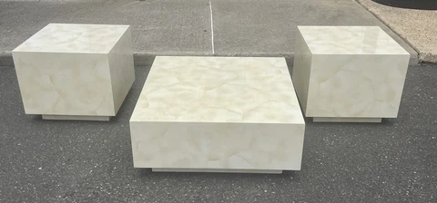 Postmodern Faux Goatskin laminate Cube coffee Table Cover