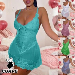 Plus Size Curvy Women Lace Sexy Nightdress Lingerie Nightwear Babydoll Sleepwear - Picture 1 of 21