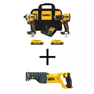 DEWALT 2-Tool Combo Kit ATOMIC 20V MAX Li-Ion Brushless w/ Reciprocating Saw - Picture 1 of 1
