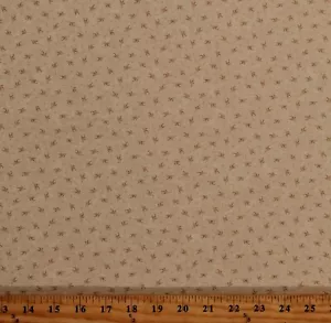 Cotton Kansas Troubles Flowers Floral Leaves Tan Fabric Print by Yard D185.27 - Picture 1 of 1