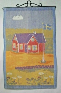 SWEDISH COTTAGE & FLAG DESIGN EKELUND TOWEL WALLHANGER 23" X 14" SWEDEN - Picture 1 of 4