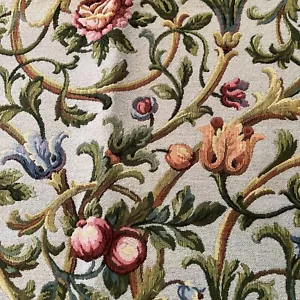 "Alfombra floral tejida a mano T.J. Vestor italiana vintage rara 55"" Chevron Italia" - Imagen 1 de 12
