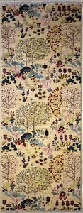 Rugstc 2.5x8 Senneh Chobi White Runner Rug,Natural dye,Hand-Knotted,Silk/Wool - Picture 1 of 5
