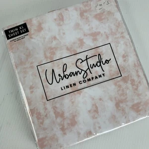 New Urban Studio Twin XL Sheet Set Pink White Oeko-Tex - Picture 1 of 7