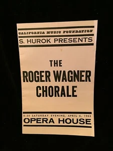 ROGER WAGNER CHORAL - KONZERTPROGRAMM 6. April 1963 - San Francisco - HUROK - Bild 1 von 8