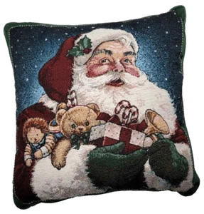 Weihnachten Dekokissen Weihnachtsmann Gobelin Akzent Deko 15" x 15" Quadratisch Claus - Bild 1 von 6