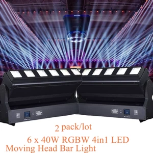 2pack 6 x 40W RGBW 4in1 LED Pixel Beam Zoom Wash Moving Head Bar Light Disco - Picture 1 of 6