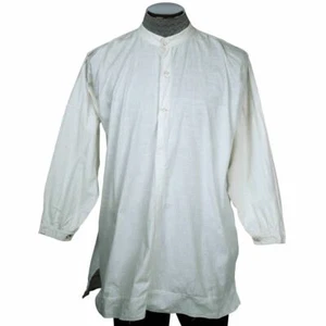 Antique Victorian Mens Shirt White Cotton Dorset Buttons M - Picture 1 of 10