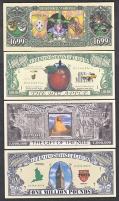 FOUR TRAVEL SITE NOVELTY NOTES - MARDI GRAS/BIG APPLE/NILE/BIG BEN - Image 1 of 2