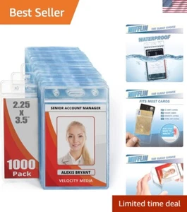 Plastic Waterproof ID Badge Holders Clear, 2.25x3.5 Inch, 1000 Pack, Vertical... - Picture 1 of 10