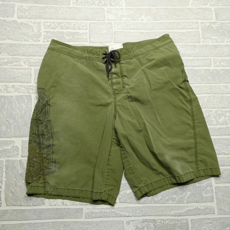 Traje de baño antiguo azul marino para hombre grande forrado verde traje de baño pantalones cortos con cordón Foto 1 de 4