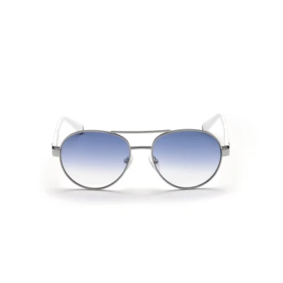 Guess GU6951 10W Silver White Metal Aviator Blue Lens Sunglasses Frame 57-17-145 - Image 1 of 4