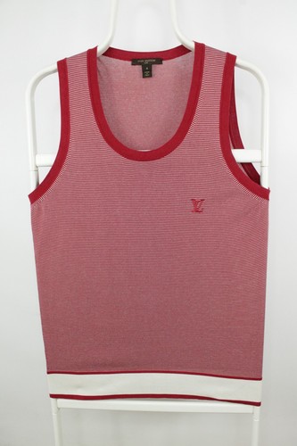 LOUIS VUITTON（LV） Canottiera Louis Vuitton cotone seta righe rosse con logo LV slim fit uomo S 44