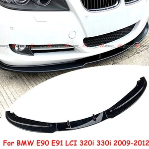 Für 2009-2012 BMW 3er E90 E91 LCI 320i 330i Front Spoiler Lippe Schwarz Glanz - Bild 1 von 5