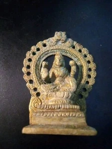Small Brass Lakshmi Statue Puja Murti 3 1/2" Patina - Picture 1 of 1