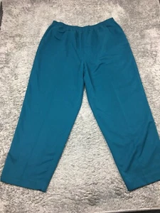 Alfred Dunner Pull On Chino Pants Woman Size 22W Blue Teal Dark Polyester - Picture 1 of 16