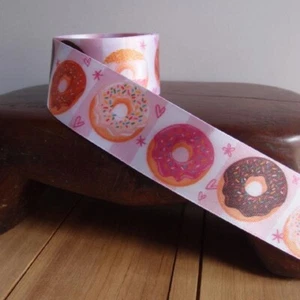 Donuts double sided Printed satin Ribbon 1.5” 10 yards - Picture 1 of 2