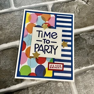 Time To Party Handmade Birthday Card With Envelope, Card For Kids - Picture 1 of 2