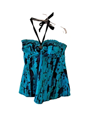 Liz Lange Turquois, Black Multi Halter Neck Maternity Top w/ Bra Support- Sz S/P - Image 1 of 4