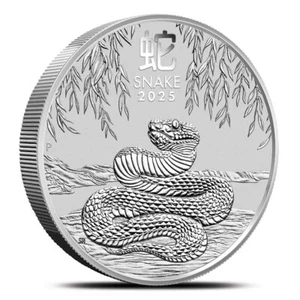 2025 5 oz Australian Silver Lunar Snake Coin (BU) - Picture 1 of 2