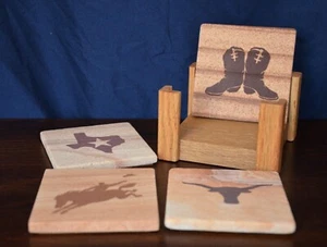 Texas Western Country Stein Untersetzer Korkboden 4er Set mit Halter - Bild 1 von 8