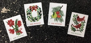 2025USA Forever Holiday Cheer - Set of 4 Singles From Booklet  Mint  Christmas - Picture 1 of 1