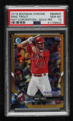 2018 Bowman Chrome National Convention Gold Prism Refractor /50 Mike Trout - Image 1 of 2