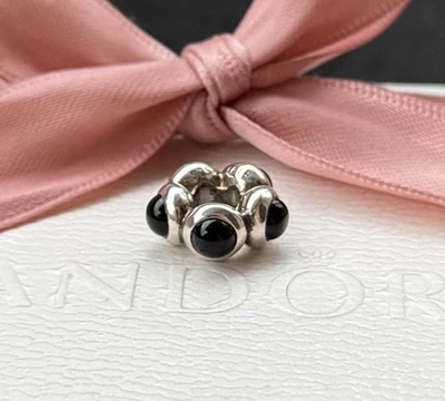 Original Pandora Charm, Spacer, Träne „Onyx“ 925 silber #790538O - Bild 1 von 4