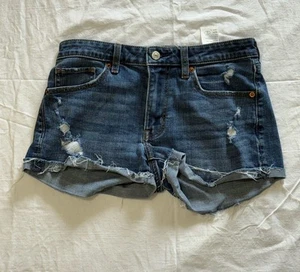 Abercrombie & Fitch Womens Shorts 2 26 Denim Jean Cutoff Distressed Low Rise - Picture 1 of 5