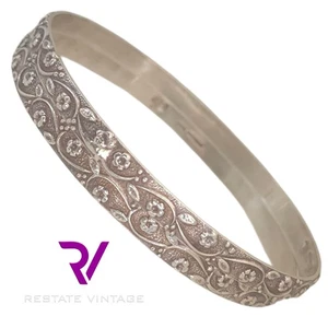 Vtg Y. De Lima (YDL) Floral Vine Trinidad Pair 20g Sterling Silver Bangles 7.5" - Picture 1 of 11