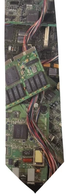 Corbata de placa de circuito de computadora Ralph Marlin vintage '94 placa madre programador lazos Foto 1 de 4