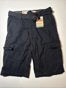 Boys Levi's Cargo Shorts Relaxed Fit Below Knee Belted Size 14 Reg W 27" Navy - Picture 1 of 8