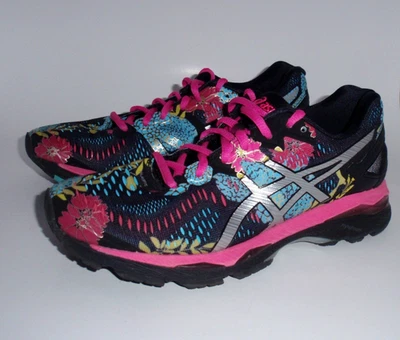 Zapatos para correr Asics Gel-Kayano 23 talla 7,5 florales negros plateados rosas brillantes T6A5N Foto 1 de 4