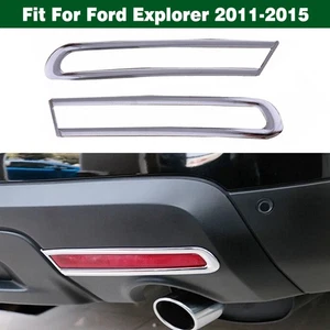 Pair Rear Bumper Fog Light Cover Frame Trim Chrome For Ford Explorer 2011-2015 - Picture 1 of 11