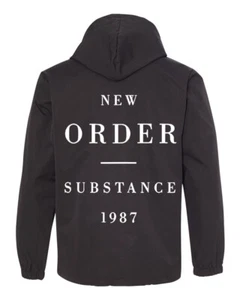 Chaqueta cortavientos New Order Substance 1987 con capucha años 80 new wave rock azul lunes - Imagen 1 de 3