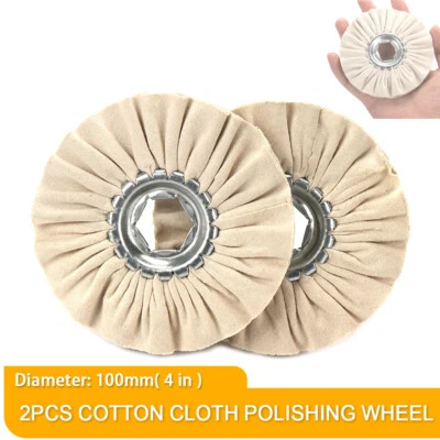 2pcs 4" Cotton Cloth Polishing Wheel Metal Wood Buffing Disc For Abrasive Tools - Image 1 of 4