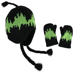 SCHÖNE MÜTZEN kleine Jungen und Kleinkinder leuchten im Dunkeln Strickmütze/Fäustlinge Set - Bild 1 von 9