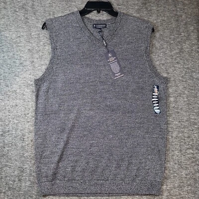 NUEVO CON ETIQUETAS Hart Schaffner Marx Hombres Extra Fino Lana Merino Cuello en V Suéter Chaleco Gris LT Foto 1 de 4