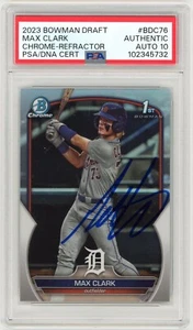 Max Clark Signed 2023 Bowman Draft Chrome Refractor #BDC76 PSA 10 Auto 1st RC A - Picture 1 of 2