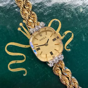 1950s Rolex Ladies Dress 8426 14K Yellow Gold Dress Cocktail Diamond Bezel Watch - Picture 1 of 11