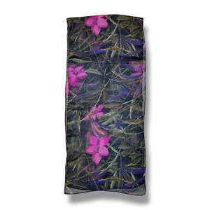 Black & Purple Rectangular Scarf 66” X 14.5” Women Scarve - Picture 1 of 3