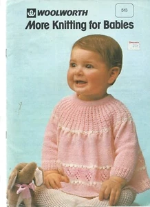 BABY - MORE KNITTING FOR BABIES by WOOLWORTH pattern Booklet circa mid 70's - Picture 1 of 11